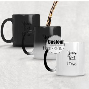 Custom Desin Mugs Personalized Magic Mug Heat Sensitive Ceramic Color Changing Coffee Mugs Milk Cup Gift Print Pictures R 210804