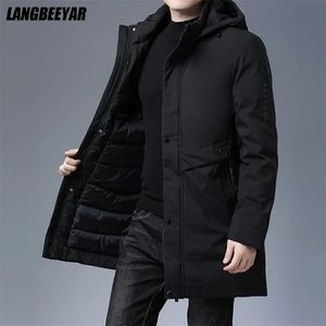 Top Quality Padded Brand Casual Fashion Thick Warm Men Long Parka Winter Jacket With Hood Windbreaker Coats Mens Clothing 211104