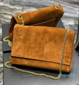 Bags Double Face Suede&Crocodile Embossed Leather Latest Designer Black+Brick Handbags Front Flap Detachable Chain Strap