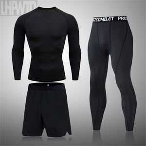 2022 Męska bielizna termiczna Garnitur MMA Rashguard Fitness Legginsy Sportowe Solid Color Comresion Odzież 211110