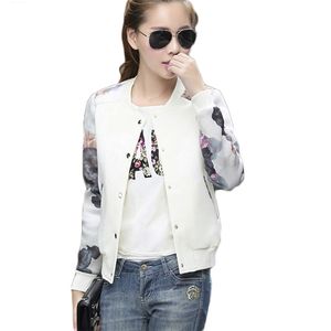 Frauen Jacke Marke Tops Blumendruck Mädchen Plus Größe Casual Baseball Sweatshirt Button Dünne Bomber Lange Ärmel Mantel Jacken 210518