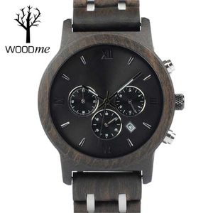 Reloj Hombre男性はウッドミー時計自動日付クロノグラフ腕時計トップファッション現在時計クリスマスギフトボックス腕時計腕時計