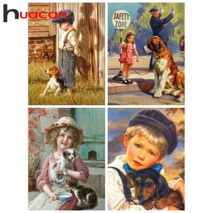 Huacan Child Painting New Arrivals Decoration Mosaic Dog Decor For Home Picture Of Rhinestones Diamond Art