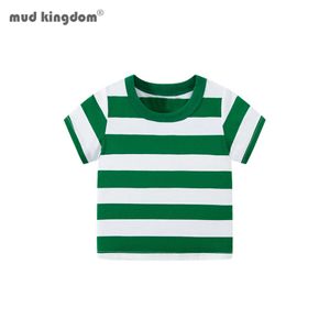 Mudkingdom T-shirt a maniche corte per bambini piccoli con graziose strisce estive casual per le vacanze in morbido cotone per 210615