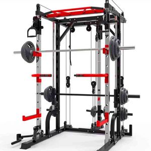 Multifunzionale Smith Machines Squat Rack Bench Press Frame Home Gym Allenamento totale del corpo Allenamento Attrezzature per il fitness Cross Trainer Rack Gantry Durevole Regolabile