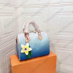 Leather Flower Charm Shoulder Bag: Colorful Bandouliere 25 Nano Purse for Women with Key Lock - 25cm M45722/M45724