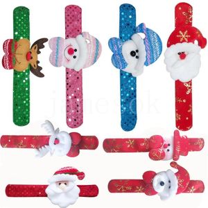 Boże Narodzenie klapy pierścień bransoletka Party Favor Santa Claus Snowman Pat Circle Kids Toys DD843