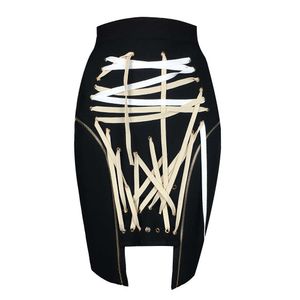 Pencil Bandage Skirt High Waist Bodycon Ladies Clothing mini Party Club Elegant s Plus Size XL 210527