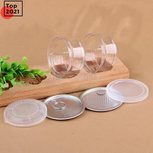 clear plastic jar PET with metal lid airtight tin Can pull ring bho oi Concentrate Container food Herb Storage 100ML CO25 mok1