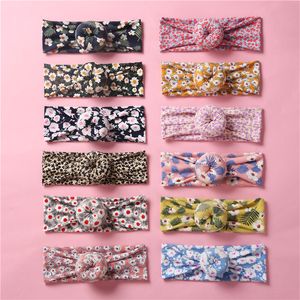 Brand New Infant Kids Girls Floral Prints Donuts Headband Baby Stretch Turban Round Knot Head Wraps Bun Headbands