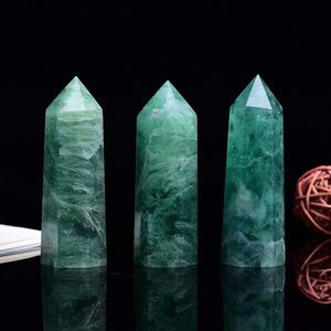 Naturlig grön fluorit grovpolerad energitornet Arns prydnad Mineral Healing Wands Reiki Raw Abile Quartz Pillars