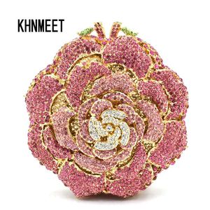 Evening Bags 5 Color Luxury Candy Multicolor Flower Crystal Chain Clutch Bag Golden Diamond Wedding Women Party Purse SC589