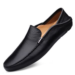 Klä skor Äkta läderskor för män, slip-on casual solida män på våren och hösten 37 till 45 fo upqj