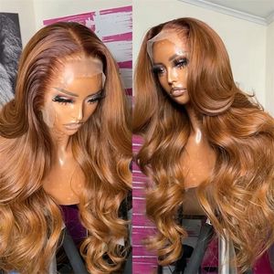 Strawberry Ginger Blonde Body Wave 360 Frontal Human Hair Wigs HD Transparent Lace Front Peruvian Remy Preplucked Bleached Knots