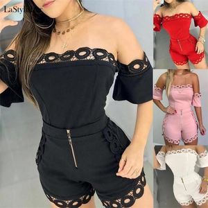 Two Piece Dress LaStylisher Off Shoulder Ladies Suit Clothes Top Shorts Women 2 Sets Plus Size Sexy Lace Summer Clothing Set