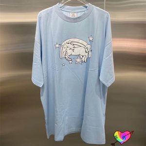 Lässiges besticktes Einhorn-T-Shirt für Herren und Damen, 1:1, hochwertiges Regenbogen-T-Shirt auf der Rückseite, limitierte Logo-Oberteile