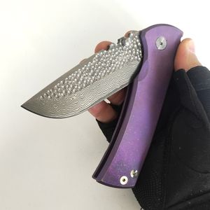 Begränsad anpassningsversion Chaves Redencion 228 Folding Kniv Damaskus blad Anodiserade Titan knivar Pocket EDC Starka taktiska jakt camping verktyg