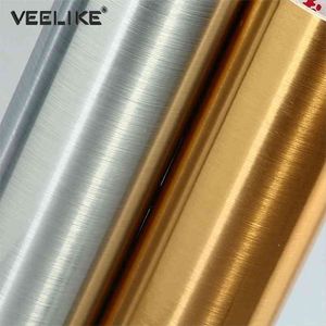 Silver Vinyl из нержавеющей стали, самоклеющиеся обои из нержавеющей стали для кухонного и палочка полка накладки в лайнер водонепроницаемый контактная бумага 210722