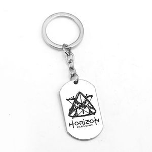 Keychains Horizon Zero Dawn Keychain Silver Dog Tag Key Ring Holder Metal Fashion Car Bag Chaveiro Chain Pendant Game Jewelry