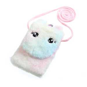 Unicorn handväskor barn crossbody väskor sommar telefon budbärare liten sammet axel tecknad barn mynt handväska 0163