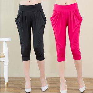 vendita! Pantaloni estivi Capris Donna Moda Vita media Capris casual Taglie forti Pantaloni al polpaccio Donna 11 colori Q0801