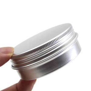 500st 5G Round Aluminium Curs Tins Storage Cream Cosmetic Pot Lip Balm Container Box Case Tin Jar burkar med skruvlock Silver DH0350