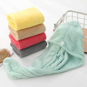 Polyester Snabbtorkad Dusch Kepsar Magic Super Absorbent Hårhandduk Torkning Turban Wrap Hat Spa Badkåpa ZWL438