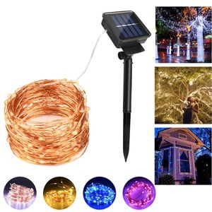 20M Led String Lights Copper Wire Garden Christmas Wedding Decoration Solar Light Outdoors balcony Street Wall lamp Fairy Lights Y0720