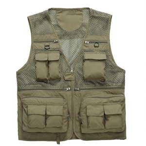 Scarico Gilet da uomo Gilet tattico palmato Cappotto estivo Pographer Gilet Gilet da uomo Molte tasche in maglia da lavoro Giacca senza maniche da uomo 210527