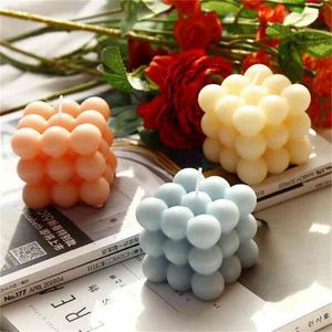 Doftande boll form kub ljus miljövänligt soja vax multi-color essentiell ljus doft bröllopsfest hem användning 210702