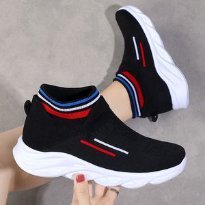Breathable Mesh Platform Sneakers Women Slip On Soft Casual Running Shoes Ladies High Top Sock Shoes