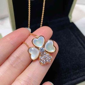 Famous Brand Jewelry Four Flower Shell Pendant Clover Necklace for Women Gift Sterling Silver Diamond Bijoux