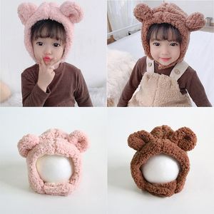 Chapéus de inverno para crianças quentes gorros de lã tampões bebê longo urso orelha de malha chapéu bonito meninos meninas capota de pelúcia de pelúcia