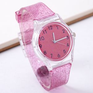children's watch quartz watches jelly wristwatch for girl boy baby student sport transparent plastic colour six