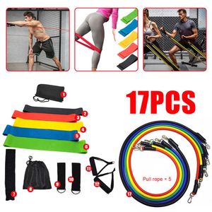 17-Piece VIP Drop Shipping 17pcs Pull Rope Fitness Exercises Resistance Band Set Training Yoga Band Gym Fitness Equipment Muslce H1026
