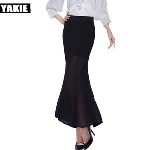 Long Skirts Plus Size Casual Women Fashion Fishitail Skirt Clothing Chic Sexy Lady Trumpet chiffon voile mermaid skirt 210608