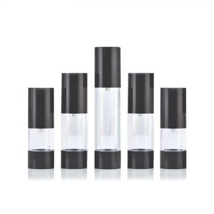 2021 Tom svart luftfri Lotion Cream Pump Plastbehållare Vaccum Spray Cosmetic Bottle Dispenser för Travel Outvikless Bay