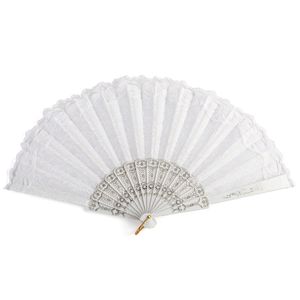 Luxury White Lace Folding Fan Decorative Double-layered Plastic Wedding Cosplay Party Home Decorative Ancient Bride Hand 1222128
