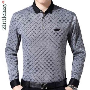 Бренд с длинным рукавом Фитнес Поло рубашка Мужчины Camisa Masculino Случайный Argyle Polos Рубашки Мужская Полосская Одежда Джерси 9360 210401