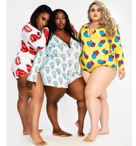 Designer Women Onesies Sexy Long Sleeve Nightwear Cartoon Printed Shorts Button Jumpsuit casual ladies plus Size Home Wear Rompers