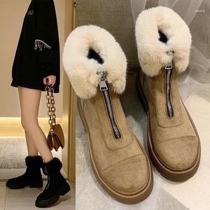 Stivali da donna 2021 inverno neve corta per ragazze femmina frontale con cerniera opaca Plus velluto scarpe in cotone di velluto taglia 35-401