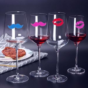 Party Decoration set Silicone Glass Wine Label Lip Moustache Shape Recognizer Glasses Tea Mug Cup Marker Bottle Logo Decor Supplies