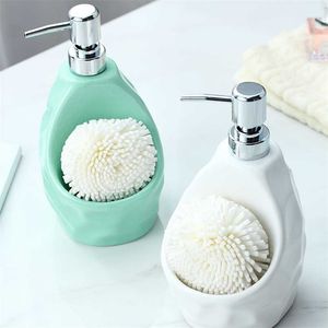 650lml ceramic soap dispenser for kitchen + ABS home decoration liquid lotion bathroom accessories 211206