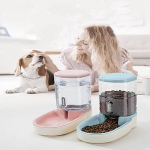 Dogs Automatic Pet Feeder Cat Drinker Dog Bowl Water Feeding Combination Food Storage Bucket Size 43*21*27