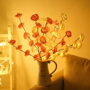 LED Willow Branch Lampa Rose Simulation Gałęzie orchidei światła wysoki wazon wypełniacz gałązka oświetlona do dekoracji domu