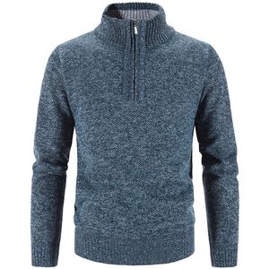 Autunno Inverno Maglione lavorato a maglia spesso Pullover da uomo Tinta unita Cerniera Collo a lupetto Slim Fit Pullover lavorato a maglia Uomo Maglione causale Uomo St