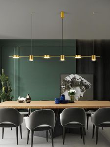 Lampy wiszące w stylu nordyckim Restauracja żyrandol kreatywny nowoczesny prosty bar stołowy długi trójgłowy recepcja El