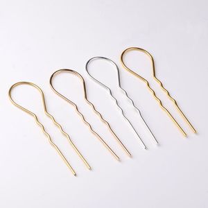 50 PCS 102mm Metal Gold Silver Color Sticks Base U Shape Hair Pins Blank Setting For Jewelry Making