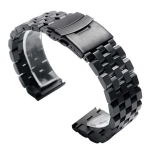 銀/黒固体ステンレス鋼22mm 20mmの時計バンド折りたたみクラスプメンズ高品質ウォッチストラップの取り替えH0915