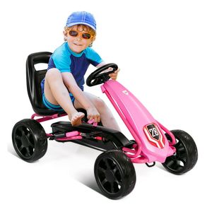 Pedal GO Kart Çocuk Bisiklet Araba Yolculuğu Oyuncaklar W / 4 Tekerlekler ve Ayarlanabilir Koltuk Siyah